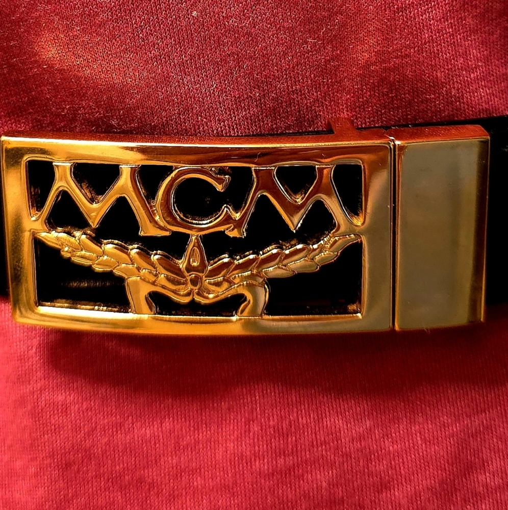 MCM Vintage Brass Logo Reversible Buckle